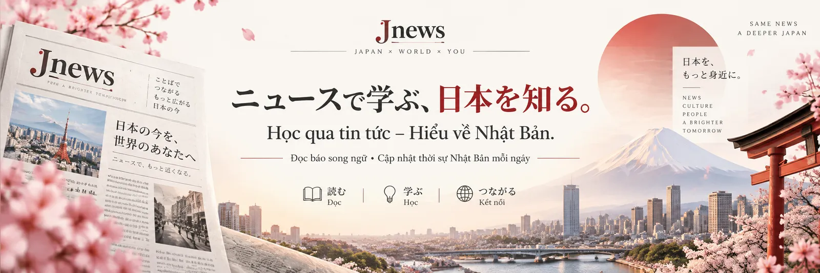 Japanese-Vietnamese bilingual articles with vocabulary notes.