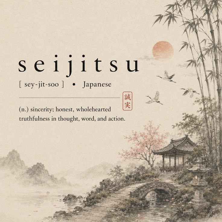 Illustration of seijitsu — sincerity in thought, word and action