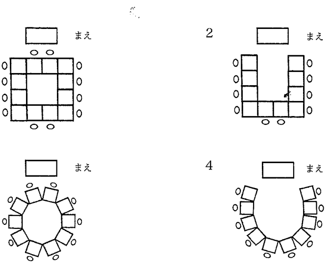 ステップアップ問題1(2)：席の並べ方の図 1〜4