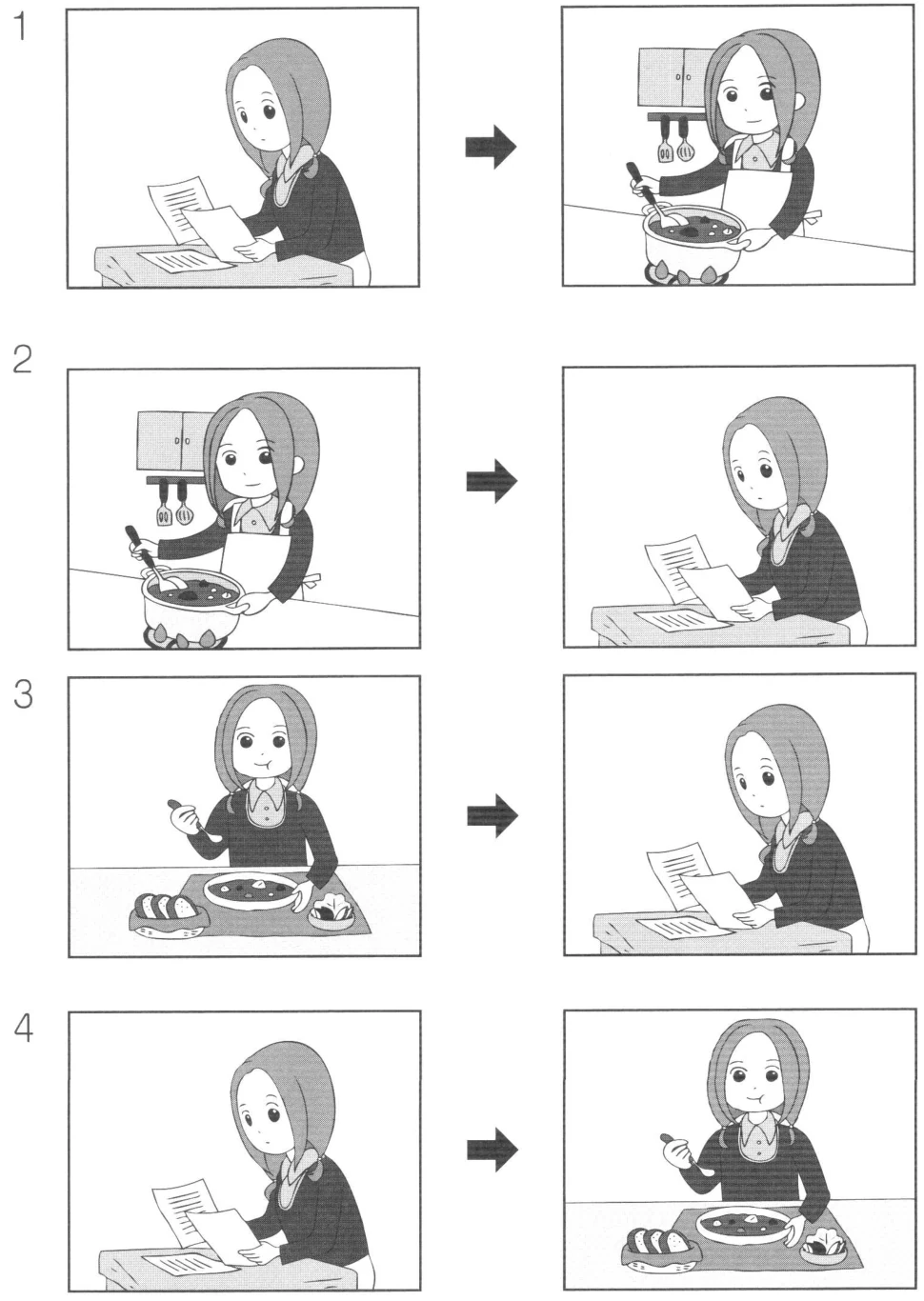 Practice · もんだい1 · 3ばん · Four pictures to choose from, numbers 1 to 4