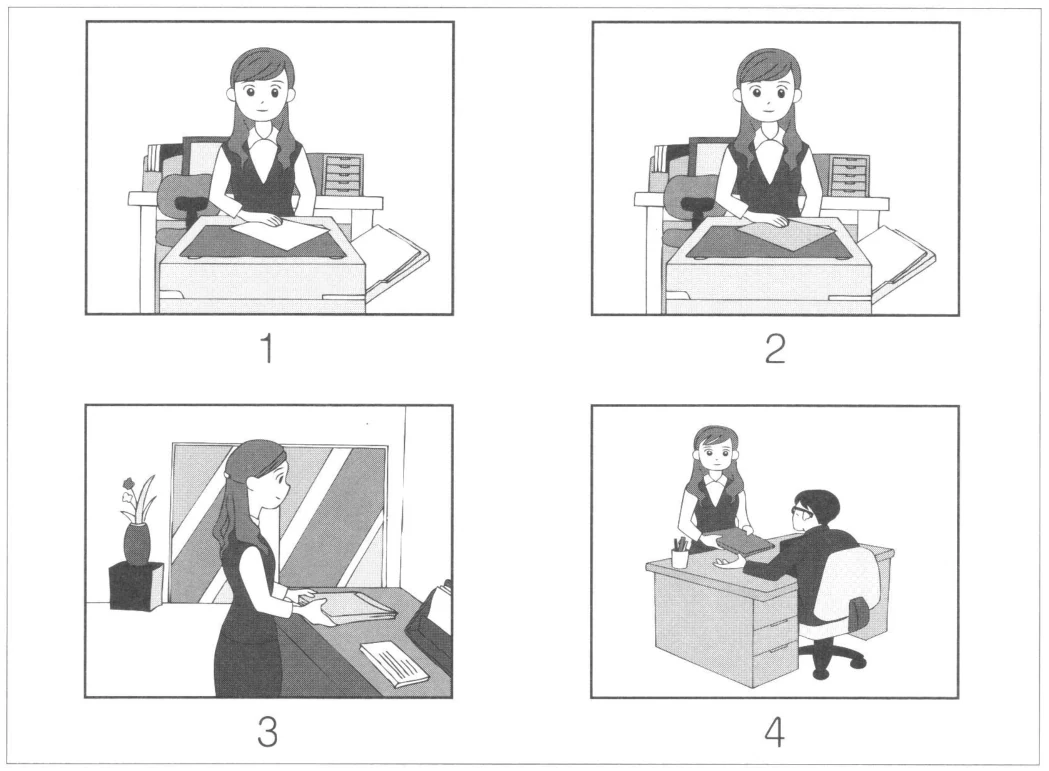 Practice · もんだい2 · 3ばん · Four pictures to choose from, numbers 1 to 4