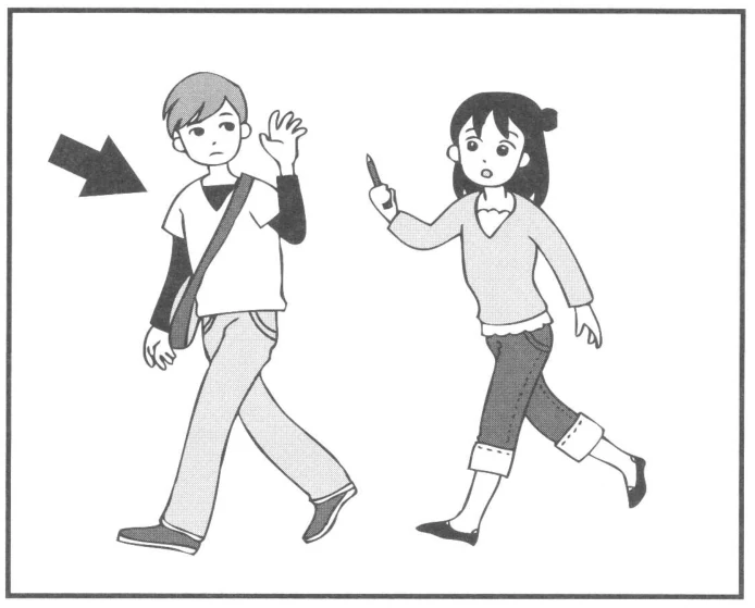 Practice · もんだい3 · 4ばん · Situation picture, arrow indicating speaker