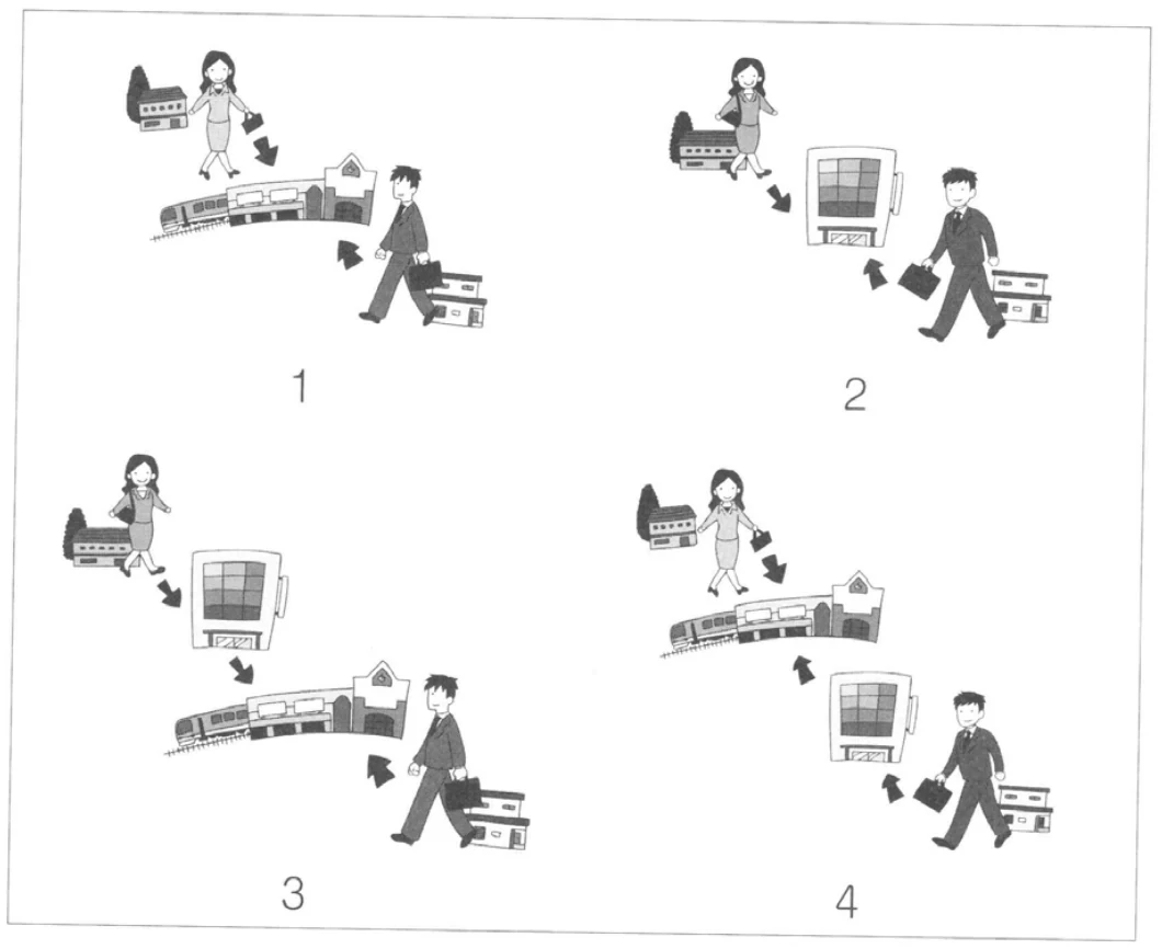 Practice test · もんだい1 · 2ばん · Four pictures to choose from, numbers 1 to 4